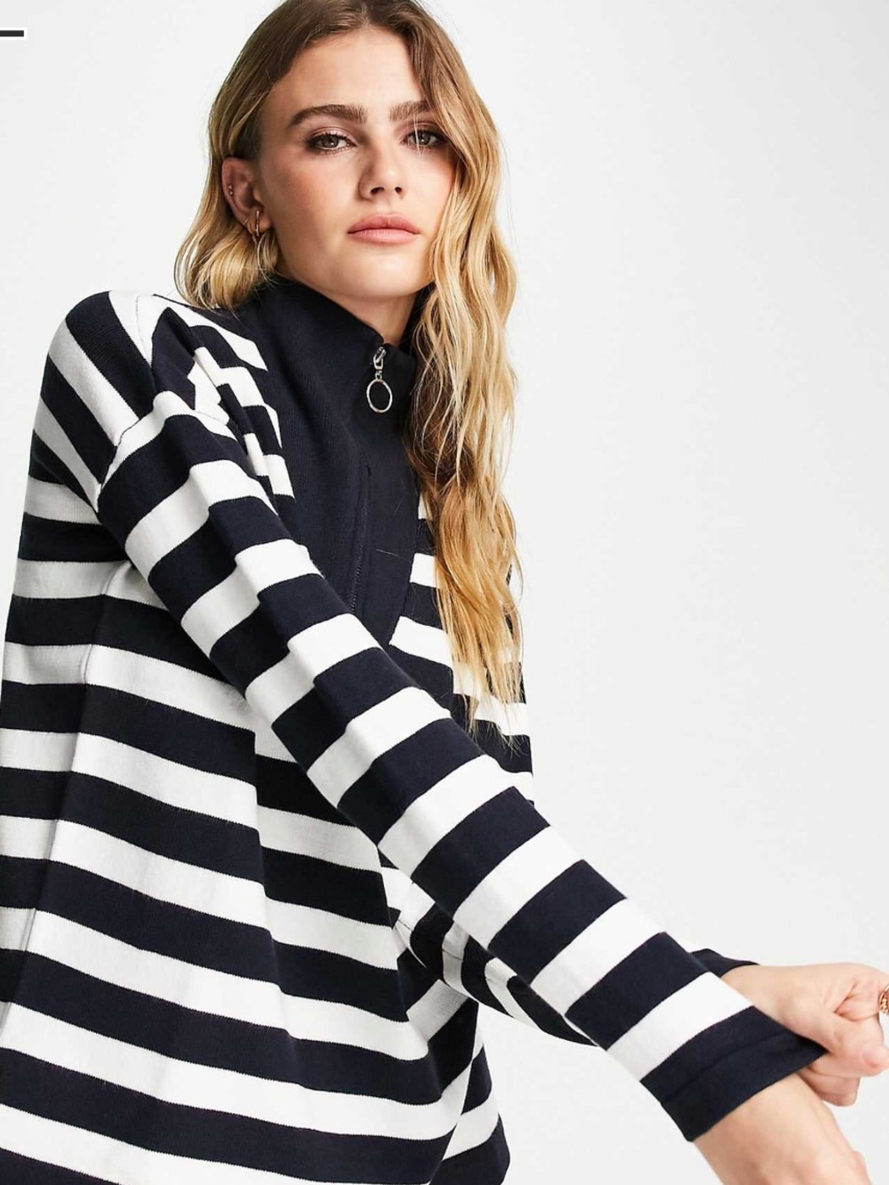 J. McLaughlin Striped Quarter-Zip Sweater in Black & White Size Medium